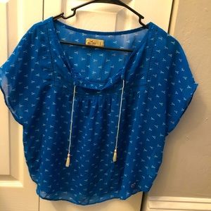 Hollister sheer blue blouse